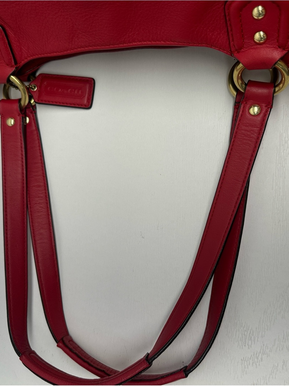 Coach Red Campbell Leather Belle Carryall - Picture 9 of 13